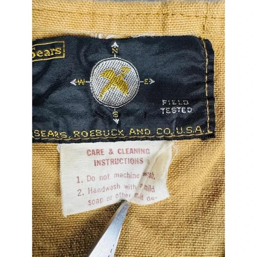 Sears‎ Hunting Vest Mens M Tan Duck Canvas Field Zip Up Game Bag Shell Loops